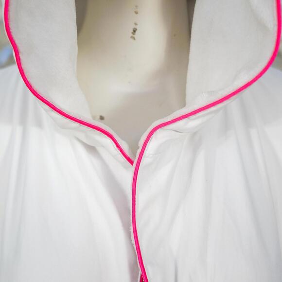 W Hotel Boca Terry White Hooded Bathrobe Pink Trim One Size Exclusive Shanghai - Picture 5 of 15